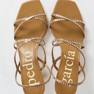 Pedro Garcia Brown Crystal-Embellished Sandals